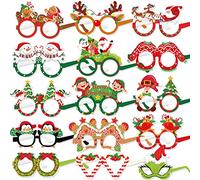 DPKOW 30pcs Paper Merry Christmas Party Glasses, Funny Photo Booth Prop for Christmas Favor Costume Accessories, Tree Wreath Santa Snowman Penguin Dwarf