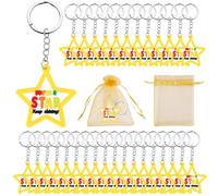 DPKOW 30pcs Star Keyring School Leavers Gifts for Students from Teachers, End of Term Gifts for Children, End of Year Class Gifts for 30 Children Silicone Keyrings Graduation Pupil Gifts from Teacher