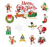 DPKOW 37pcs Christmas Cake Toppers Decorations, Merry Christmas Cupcake Toppers for Christmas Cake Decorations, Christmas Toppers Picks for Christmas Table Decorations Supplies