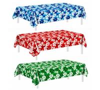 DPKOW 3pcs Hibiscus Flower Tablecloths Hawaiian Party Decorations Hibiscus Flower Table Cover Tropical Party Decorations Hawaiian Table Cloths Summer Decoration, Disposable Waterproof, 274 * 137cm