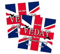 DPKOW 40 Ve Day 80th Anniversary Napkins Serviettes Disposable, Ve Day 80th Anniversary Decorations, 33 x 33cm Paper Napkins Union Jack Flag Party Serviettes Ve Day 80th Anniversary Table Decorations