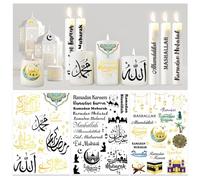 DPKOW 6 Sheets Eid Candle Tattoos Ramadan Decoration Eid Ramadan Table Decoration Eid Mubarak Candle Stickers Mashallah Bismillah Alhamdulillah Candles Tattoo DIY Eid Ramadan Gifts