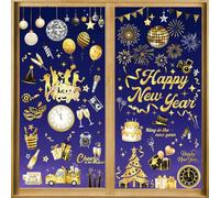 DPKOW 9 Sheets 2026 New Year Window Stickers Decorations, Window Clings for 2026 New Year's Eve Decorations Window Decal Fireworks New Year Room House Decorations