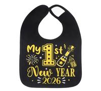 DPKOW Black Gold My 1st New Year Bib 2026 New Years Eve Party Accessories, Baby's First Christmas Holiday Gifts Unisex, 2026 Girls Boys 1st Outfit Costume Accessories