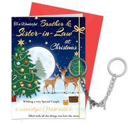 DPKOW Brother and Sister in Law Christmas Card Gifts, Xmas Card Keyrings Christmas Greetingcard with Envelope, Romantic Matching Couples Keyrings Keychains Pinky Promise Gift Xmas Holiday Gifts