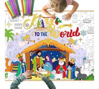 DPKOW Christmas Nativity Coloring Poster With Paint Pens, Giant Paper Scene Coloring Tablecloth for Kids Crafts Gift, Stable Baby Jesus Three Wise Men