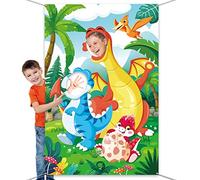 DPKOW Dinosaur Party Photo Prop for Kids Boys, Funny Face in Hole Backdrop Dinosaur Door Banner for Boys Dinosaur Birthday Party Decorations, Fabric Face Photo Banner for Boys Dinosaur Party Supplies