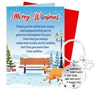 DPKOW Dog Christmas Card Gifts, Xmas Keyring Keychain Christmas Greeting Card with Envelope, Dog Walker Gift for Stocking Fillers Xmas Gifts Dogs Mum Dad Festival Holiday Birthday Gift
