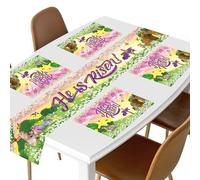 DPKOW Easter Decorations, 5pcs Easter Table Runner Place Mat He is Risen, Fabric Washable Easter Tablecloth Place Mat Spring Tablecloth Easter Dining Table Decorations Easter Party Decoration Supplies
