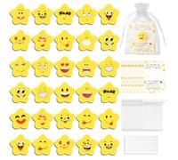 DPKOW End of Year Class Gifts for 30 Children, 30 Style Star Eraser Rubber Bulk with Card End of Term Gifts for Children, Star Encouragement Greeting Card Class Gift from Teacher School Classroom