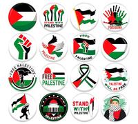 DPKOW Free Palestine Badges for Palestine Flag Accessories, 32pcs Palestine Pin Brooches Free Palestine Lapel Pins Button Palestine Flag Badges for Palestine Flag Decoration Supplies Clothes Backpack