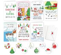 DPKOW Funny Christmas Cards Pack, 9 Style Humorous Christmas Greeting Card with Envelope Sticker, Xmas Gift Cards and 16 Sealing Stickers, Blank Inner