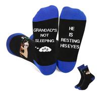 DPKOW Funny Grandad Socks Cotton, Novelty Christmas Presents Gifts for Men Unusual Xmas Gifts for Older MEN Stocking Fillers for Men, Grandad is Resting His Eyes Socks Christmas Eve Box Fillers