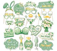 DPKOW Funny Hen Party Photo Booth Props Kit, Green Elegant Photo Props for Hen Do Night Game Favour, Bride To Be Party Photo Props Accessories Hen Party Decorations