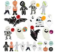 DPKOW Halloween Lollipop Holder, Skull Bat Pumpkin Ghost Paper Lollipop Cards Halloween Party Bag Fillers Trick or Treat Party Supplies Lollipop Wrapping Supplies Candy Holder Decorations, 32pcs