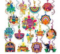 DPKOW Happy Diwali Decorations Diwali Hanging Swirl Decor, Deepavali Swirl Streamers Diwali Festival of Lights Party Decorations for House Ceiling Spiral Streamers Diwali Foil Swirls Ornament, 30pcs