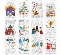 DPKOW Kids Colouring Religious Christmas Cards with Envelopes, 12 Colouring Cards Christmas Nativity Christian Card for Kids Crafting Gift Xmas Religious