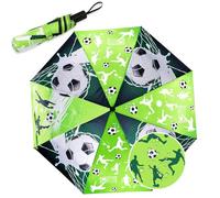 DPKOW Kids Compact Umbrella, Colour-Changing Wet Dry Umbrella 98CM | Windproof Portable Folding Umbrellas for Backpack Bag, Water Reacting Umbrella Dino Football Unicorn Horse for Boys Girls