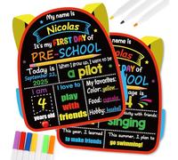 DPKOW Last Day and First Day of School Board, Schoolbag-Shaped Chalk Board Preschool Nursery Gifts with Erasable Pens, Double Sided Chalkboard Blackboard Back to School Supplies Preschool Party Favour