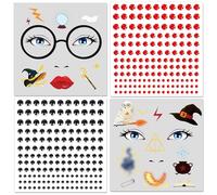 DPKOW Magical Wizard Face Tattoos Halloween Makeup Accessories Magical Wizard Temporary Tattoos with Face Gems Halloween Face Stickers Accessories for Adult Kids Cosplay Costume Makeup Supplies