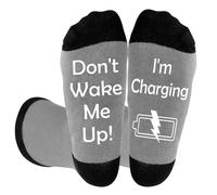 DPKOW Mens Socks Funny, Novelty Christmas Presents Gifts for Men Funny and Unusual Xmas Gifts Stocking Fillers for Men Dad Grandad, Don't Wake Me Up! I'm Charging Socks Christmas Eve Box Fillers