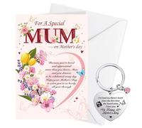 DPKOW Mothers Day Card, Mothers Day Cards for Mum and Mum Keyring, Mother s Day Gifts from Daughter, Son