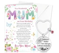 DPKOW Mum Birthday Card Gifts from Daughter Son, Mom Keyring Keychain B-Day Greeting Card with Envelope, Happy Birthday Gifts for Mum Mother