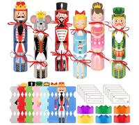 DPKOW Nutcracker Christmas Crackers Gift Boxes with Hats Riddle Cards (Non-Snap), Make Your Own Christmas Crackers 12 Pack, DIY Treats Boxes Nutcracker Party Table Favours Xmas Cracker Making Kits