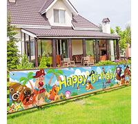 DPKOW Pirate Happy Birthday Banner for Boys Kids, Long Fabric Pirate Themed Birthday Party Decoration, 260 * 40cm