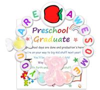 DPKOW Preschool Graduation Gifts for Her, Bear Bracelet Graduation Card Class of 2025 Gifts Leaving School String Bracelet for Girls, Well Done Gift, Congratulations Grad Gift, Preschool Party Favours