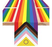 DPKOW Rainbow Table Runner Placemats for Pride Decorations, 5pcs Polyester Progress Flag Table Runner Placemats, Rainbow Pride Tablecloth Decorations LGBTQ