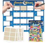 DPKOW Ramadan Advent Calendar Cards DIY Scratch Off Cards Ramadan Calendar Fill in Your Own Personalized Message Surprise, with Scratch Off Stickers, for Family Couples Friends