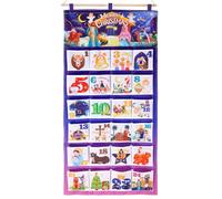 DPKOW Religious Christmas Advent Calendar 2024, Reusable Fabric Advent Calendar with 24 Pockets, Empty Refillable Advent Calendar with Pole, Religious Christmas Decorations Indoor Home Wall