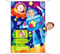 DPKOW Robot Face Photo Banner, Funny Face in Hole Game Background Banner Robot Photo Booth Props, 100 * 150cm