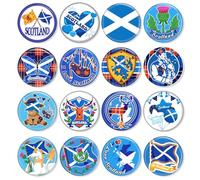 DPKOW Scotland Pin Badges Brooches for Burns Night Accessories, 32pcs Scottish Flag Badges Burns Night Lapel Pins for Scottish Party Decoration Supplies Burns Night Pin Button Clothes Bag Backpacks