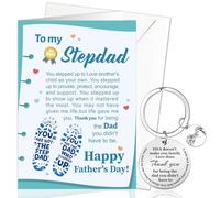 DPKOW Step Dad Fathers Day Card, Father's Day Gifts from Daughter Son, Step Dad Gifts Fathers DAY Keyring Keychain Daddy Greeting Card with Envelope, Stepdad Christmas Birthday Gifts