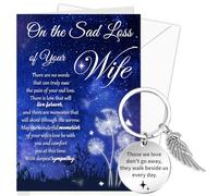 DPKOW Sympathy Card Loss of Wife Memorial Gifts, Thinking of You Card Sorry for Your Loss Gifts Condolences Bereavement Greeting Card Keyring Sympathy GIFTS Memorial Keyring Keychain