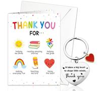 DPKOW Thank You Teacher Gifts for Women, Teacher Appreciation Card Keyring for Nursery Teaching Assistant Gifts, Heart-Shaped Stainless Keychain Inspirational Greeting Card with Envelope