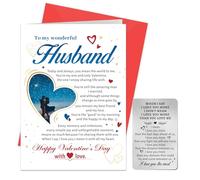 DPKOW Valentines Card for Husband Valentines Gifts for Him, Greeting with Red Envelope, When I Say I Love You More Wallet Card, Romantic I Love You Gifts for Him Valentine's Gifts for Husband