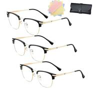 DPKSML Auto Focus Glasses, Glasses Self Adjusting, Half Frame Anti Blue Light Auto Focus Reading Glasses for Men Women (3pcs Gold,+2.5)
