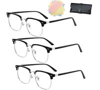 DPKSML Auto Focus Glasses, Glasses Self Adjusting, Half Frame Anti Blue Light Auto Focus Reading Glasses for Men Women (3pcs Black,Auto Zoom)