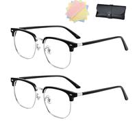 DPKSML Auto Focus Glasses, Glasses Self Adjusting, Half Frame Anti Blue Light Auto Focus Reading Glasses for Men Women (2pcs Black,+2.0)