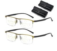 DPKSML Outfany Intellireaders, Libiyi Intellireaders, Titanium Progressive Far and near Dual-Use Reading Glasses, Progressive Multifocal Reading Glasses (+3,2PCS Gold)