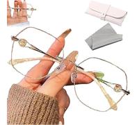 DPKSML Proceedingt Glasses, Women's Diamond Rimless Anti-Blue Light Presbyopia Glasses, Ultra Light Frameless Reading Glasses (Gold,+2.5)
