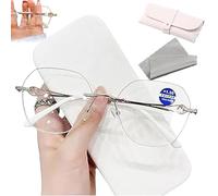 DPKSML Proceedingt Glasses, Women's Diamond Rimless Anti-Blue Light Presbyopia Glasses, Ultra Light Frameless Reading Glasses (Sliver,+1.5)
