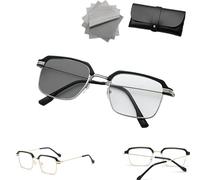 DPKSML Smart Auto Focus Glasses for Men, Smart Zoom Reading Glasses With Auto Focus & Photochromic Lenses (Sliver,Intelligent Zoom)