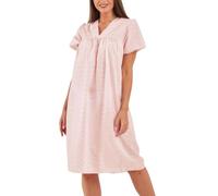 Dplay outlet Ladies Nightie Embroidered Floral Top Nighty Shirt Nightwear Dress Loungewear (Peach, 10-12)