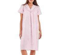 Dplay outlet Ladies Nightie Embroidered Floral Top Nighty Shirt Nightwear Dress Loungewear (Pink, 18-20)