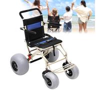 DPLWJPP All-Terrain Beach Wheelchair Foldable Wheelchair with Balloon Tires for Soft Sand Compact Chair with Balloon Wheels for Beach,Grass,Gravel and Water Access