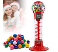 DPLWJPP Spiral Gumball Dispenser Machine Capsule Vending Machine with Key Mesmerising Gumball Action Standing Gumball Bank Coin Operated Bubble Gum Machine Big Spiral Red